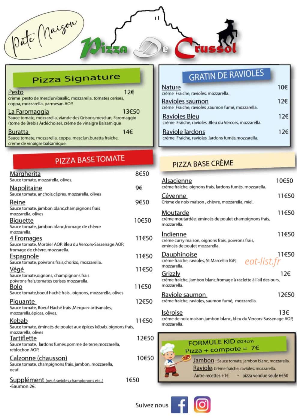 Pizza de Crussol — carte page 1