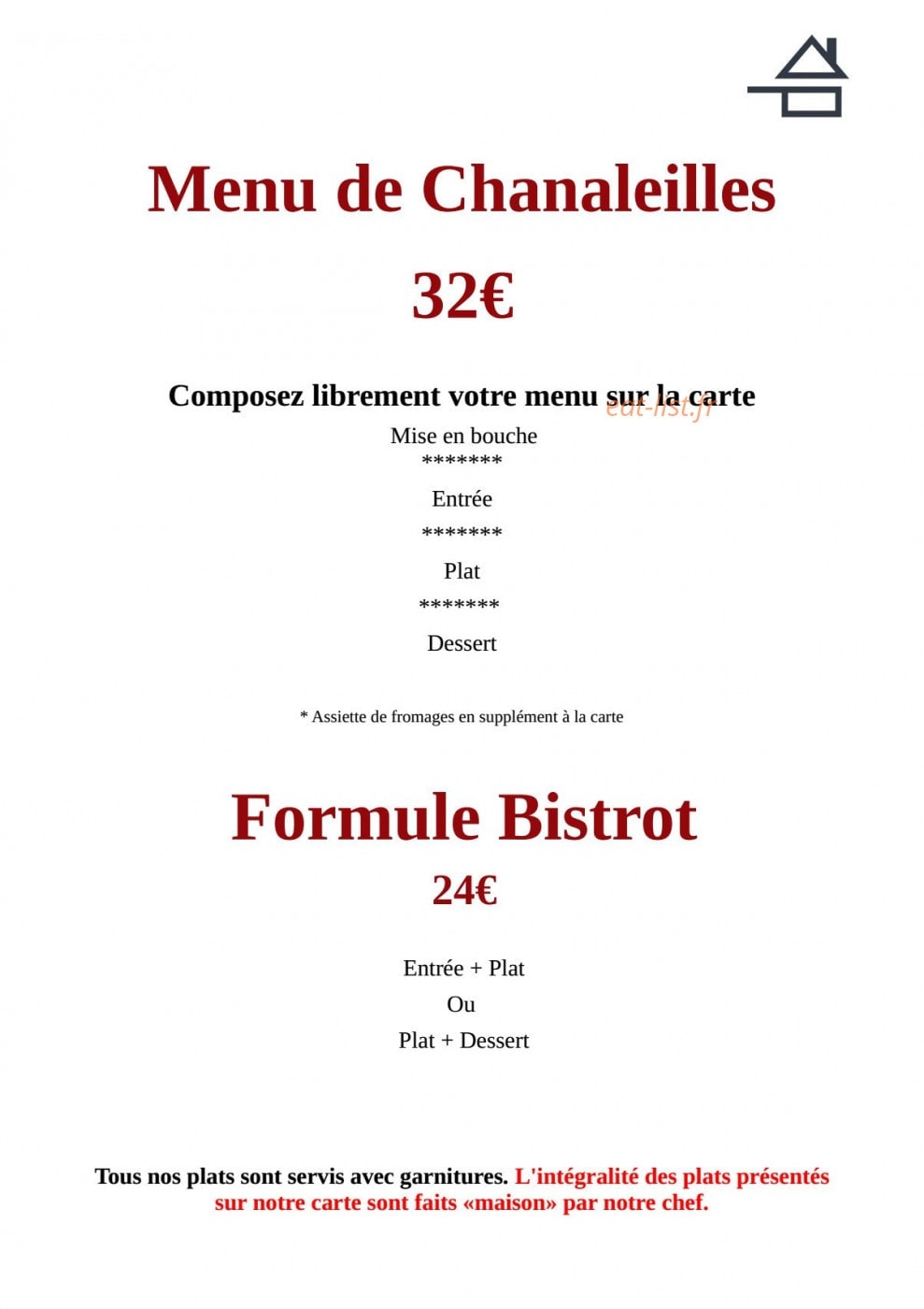 Auberge de Chanaleilles — carte page 3