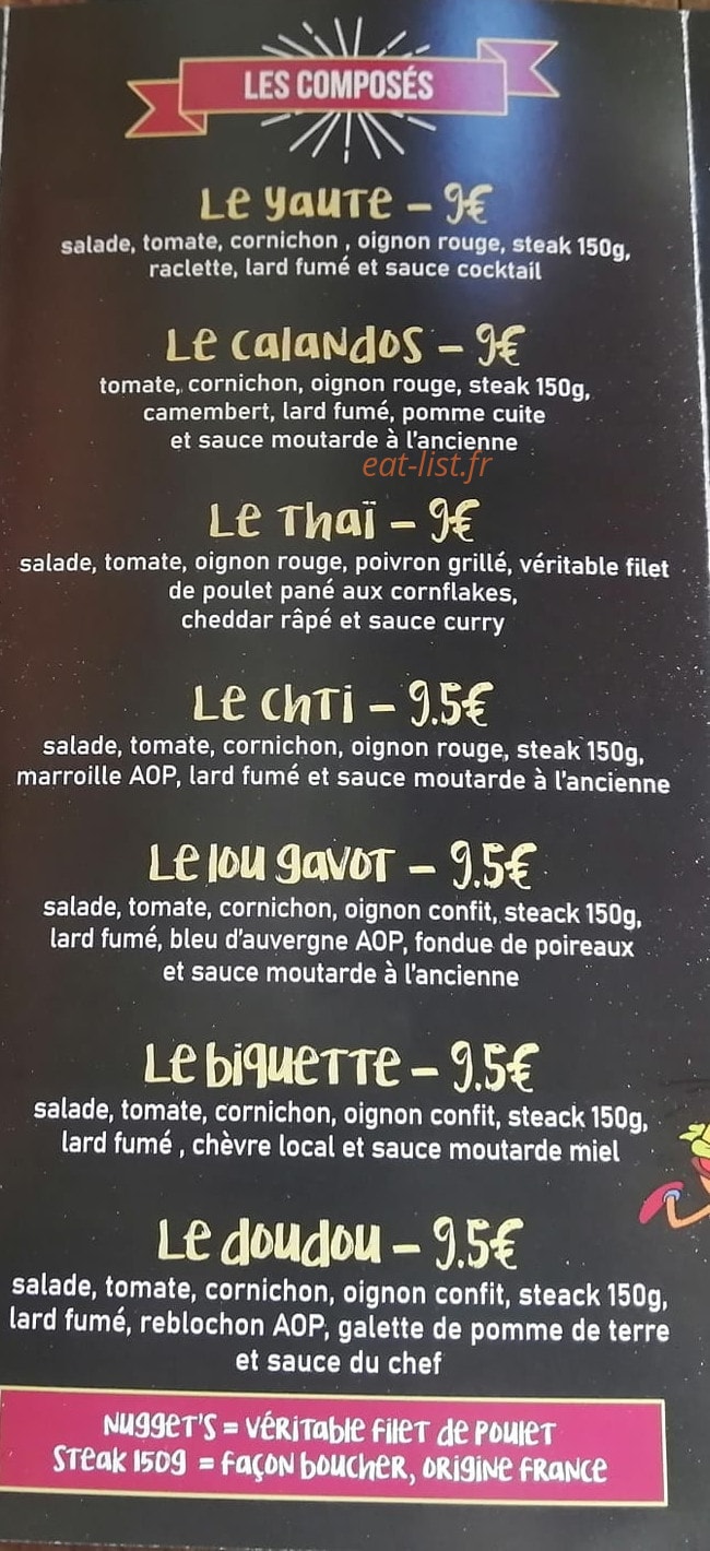 Doudou Burgers — carte page 2