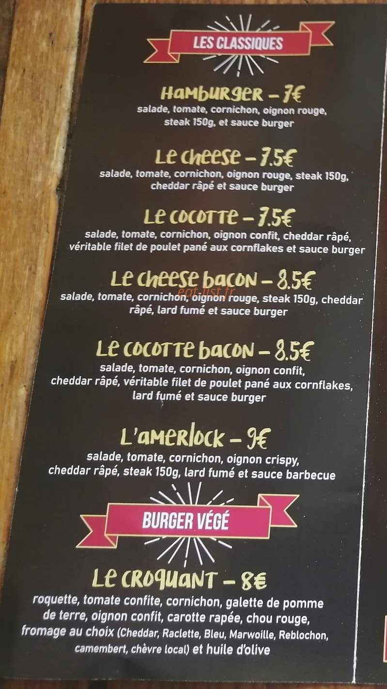 Doudou Burgers — carte page 1