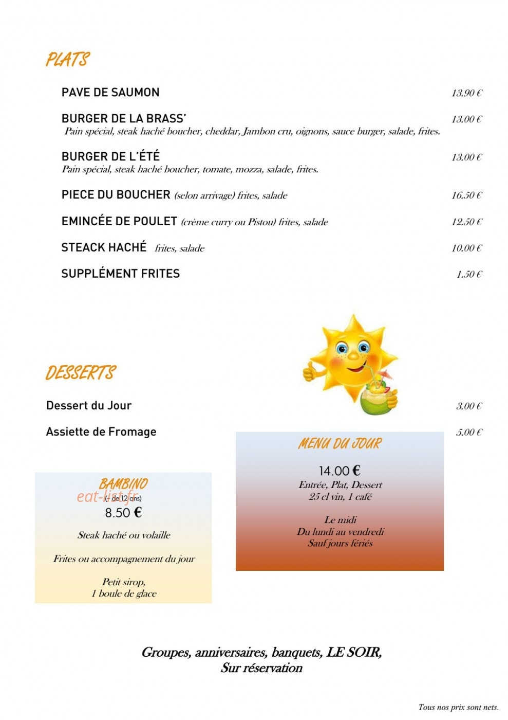 La Brasserie — carte page 2