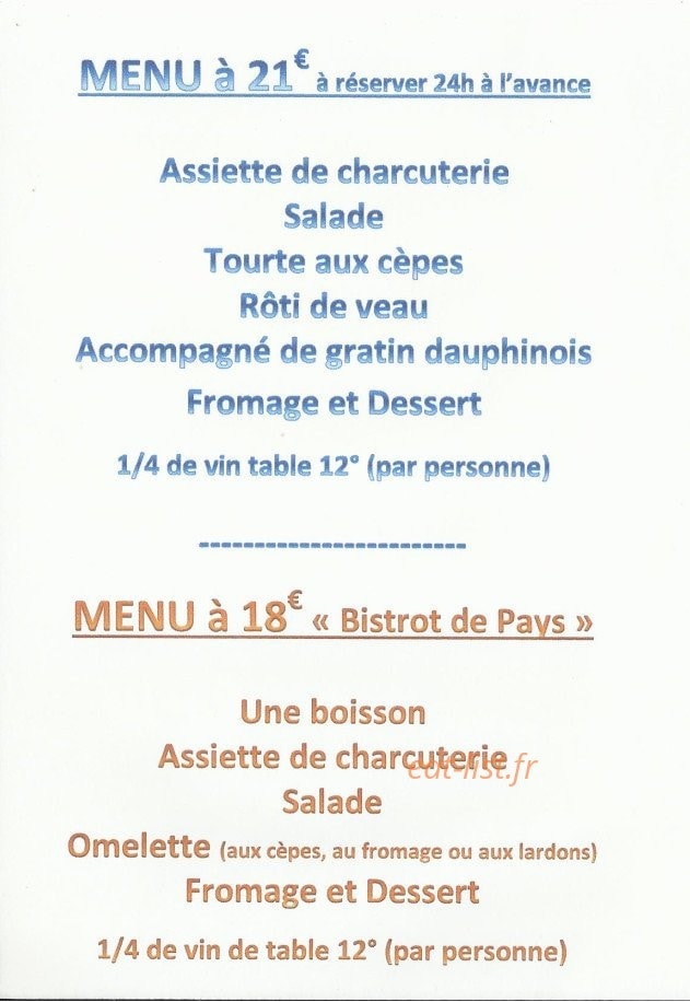 Auberge de Peyre — carte page 2