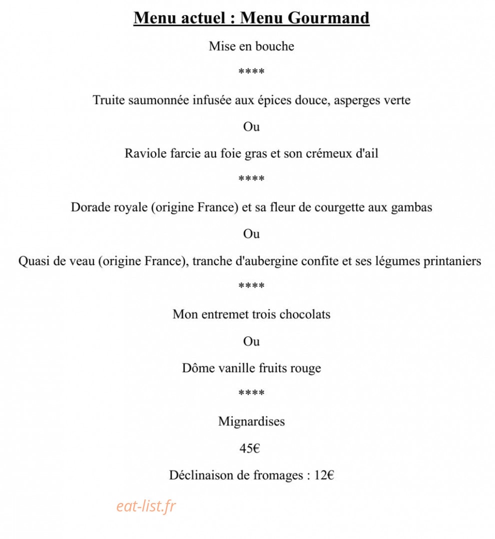 Auberge des Granges — carte page 1