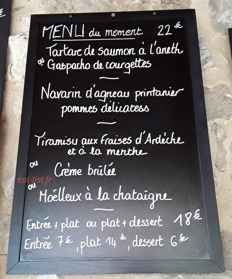 Carte et menu de Auberge Au Vieux Porche à Labastide de Virac — Menu à 22€