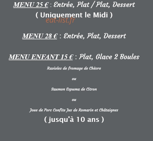 La Petite Auberge — carte page 1