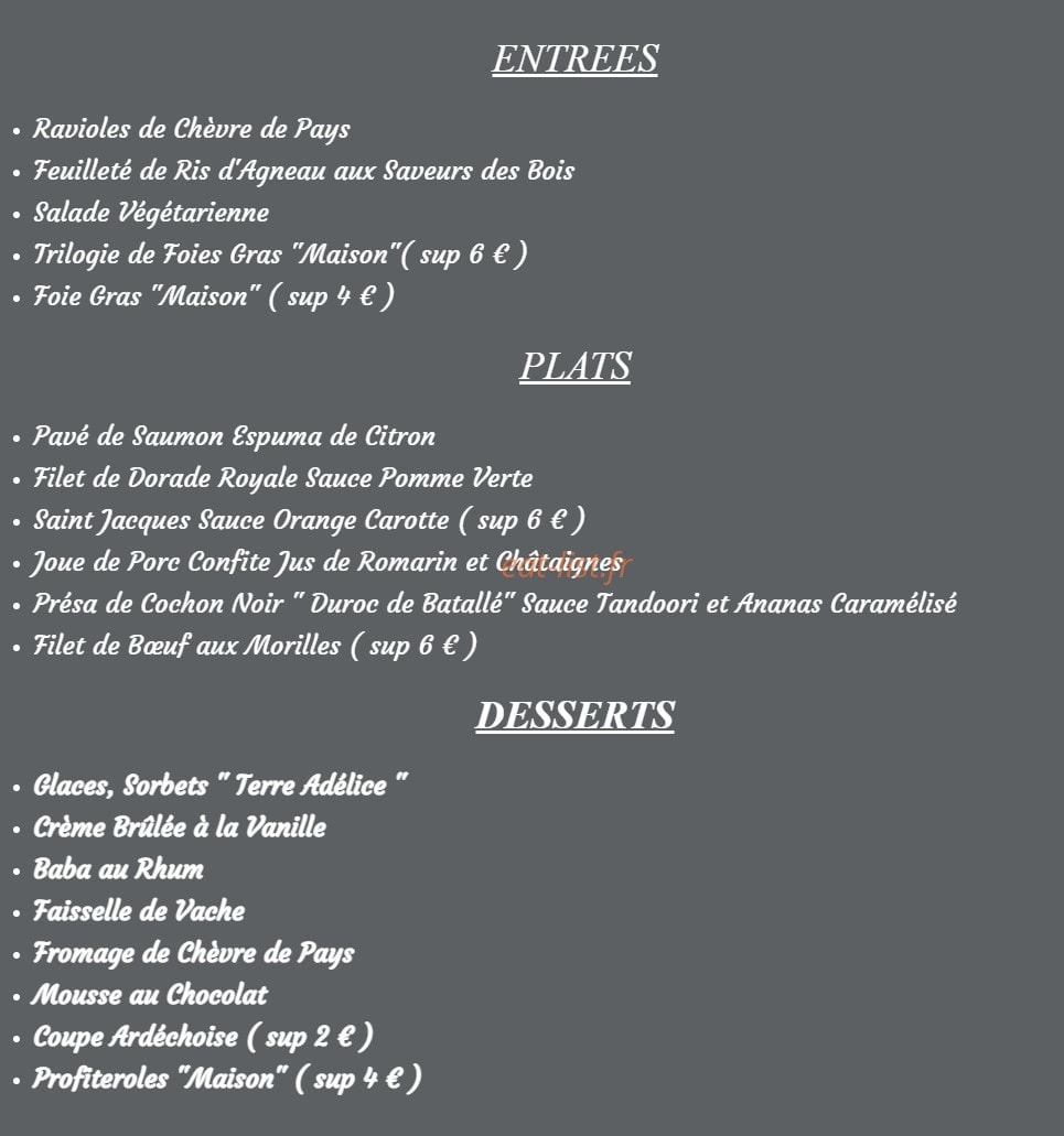 La Petite Auberge — carte page 2