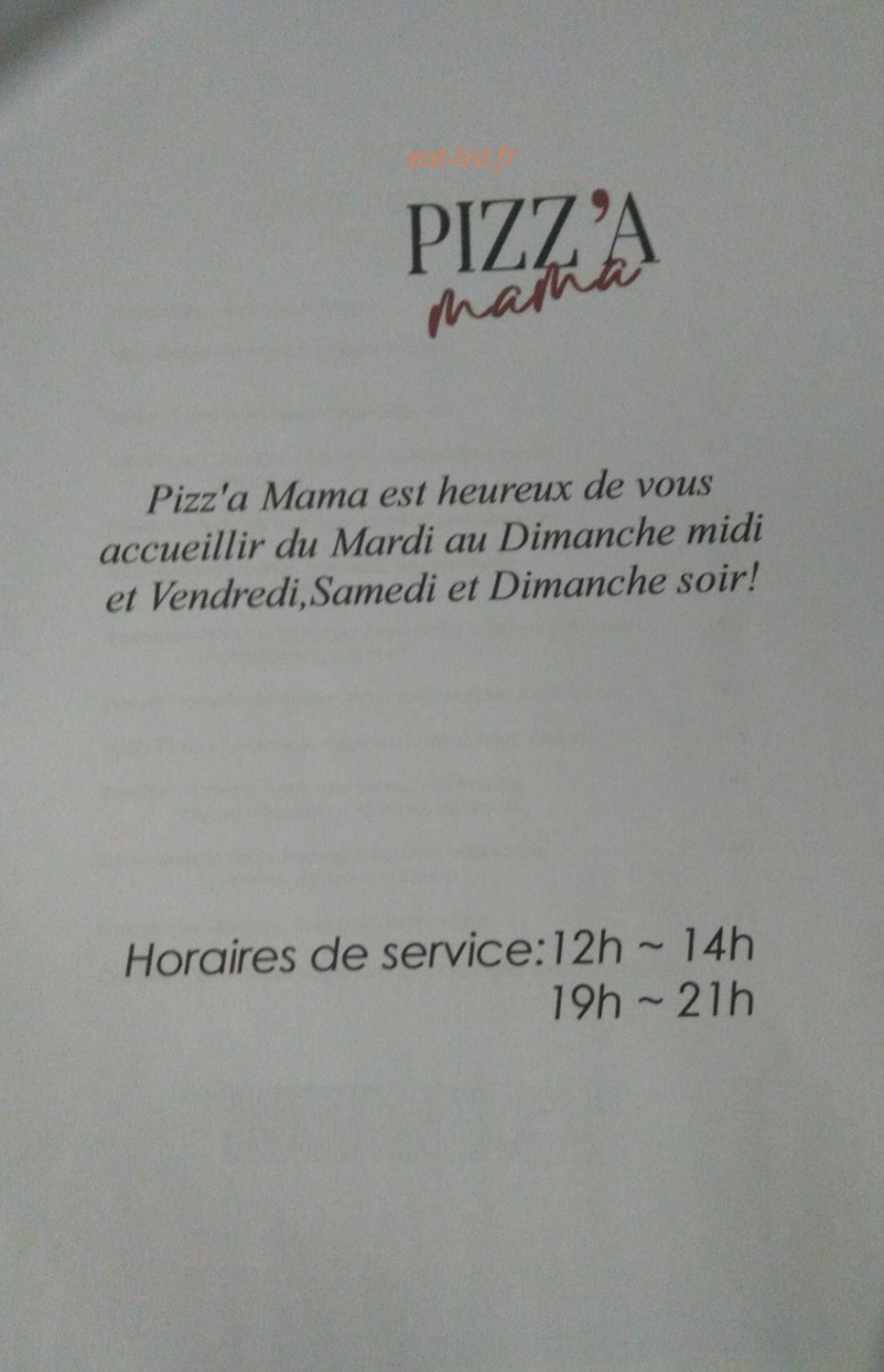 Pizz'a Mama — carte page 1