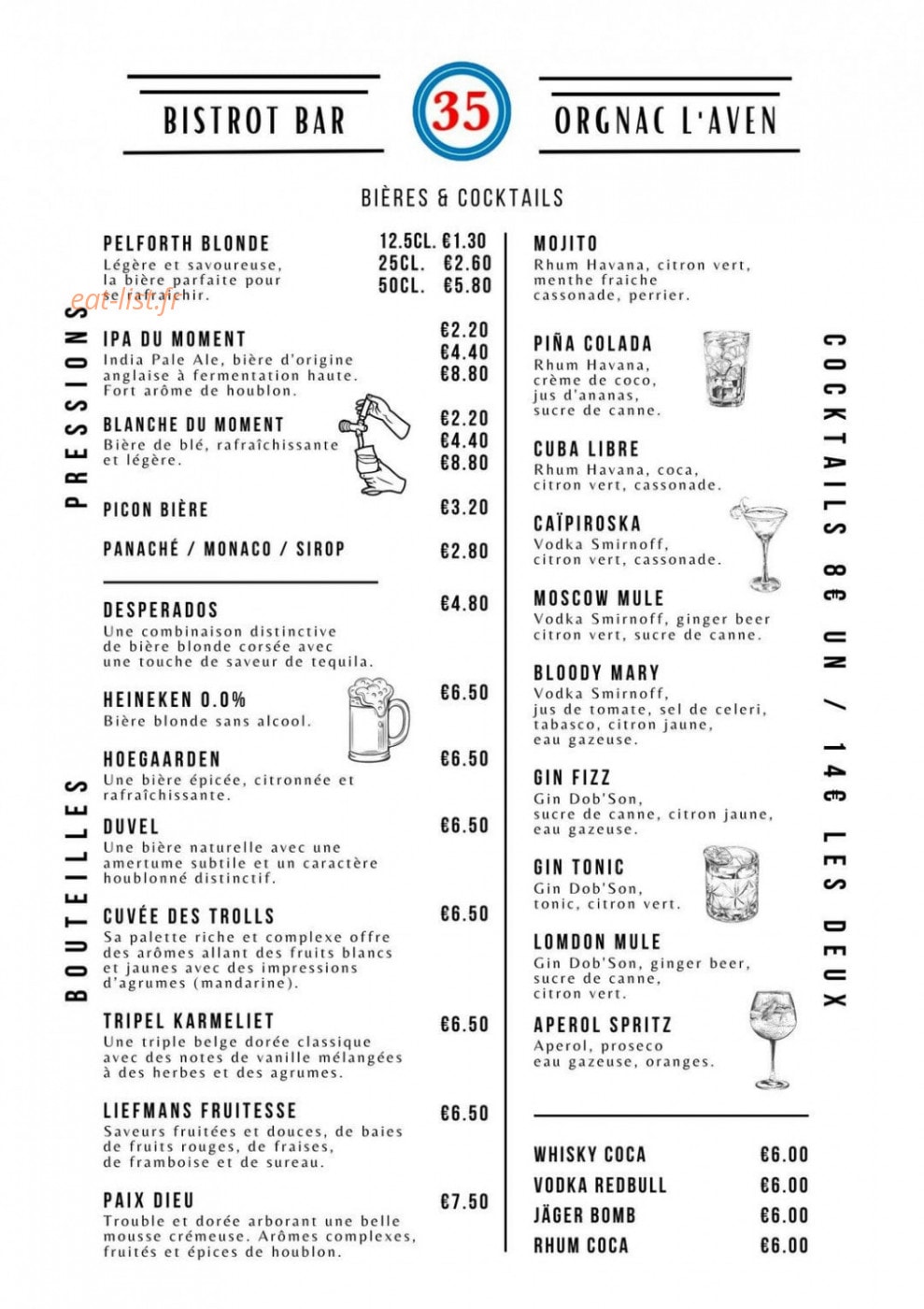 Bar 35 — carte page 3
