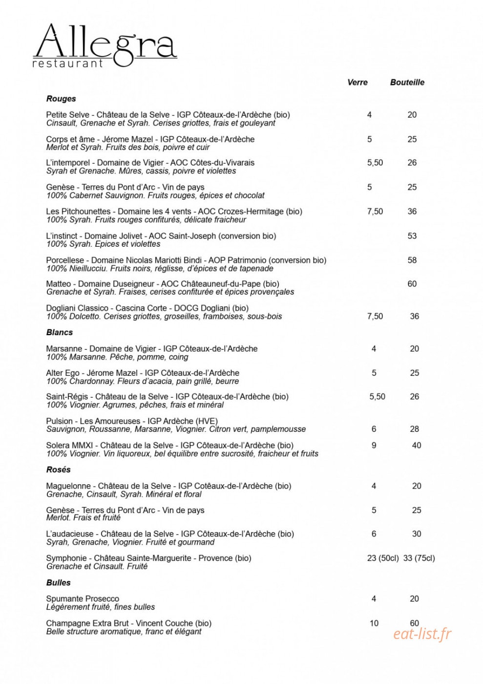 Allegra — carte page 5