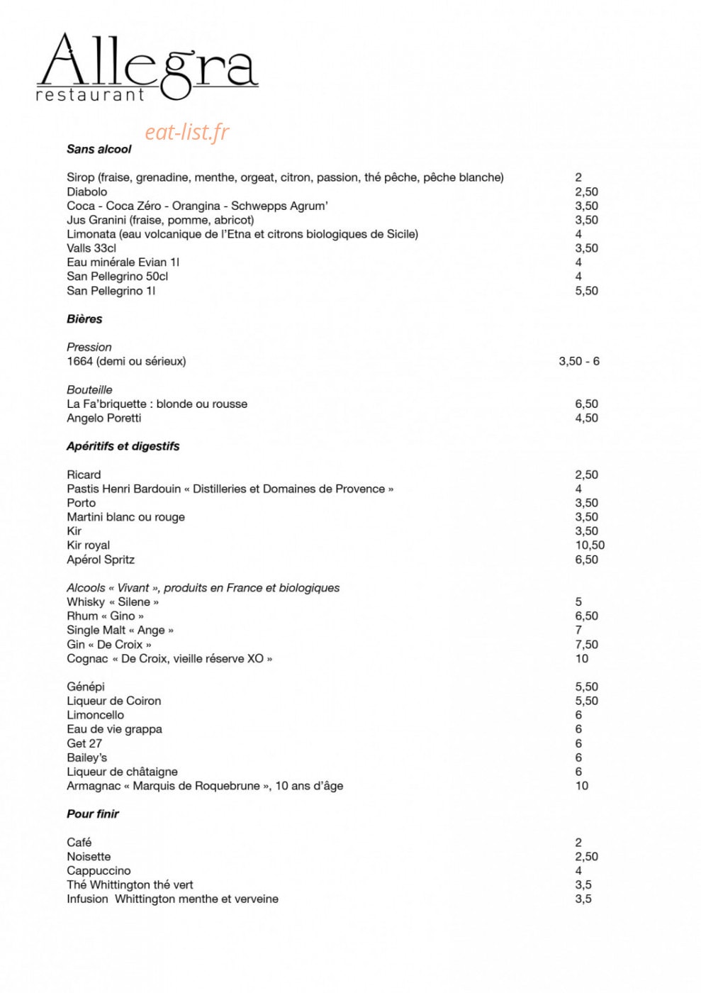 Allegra — carte page 6