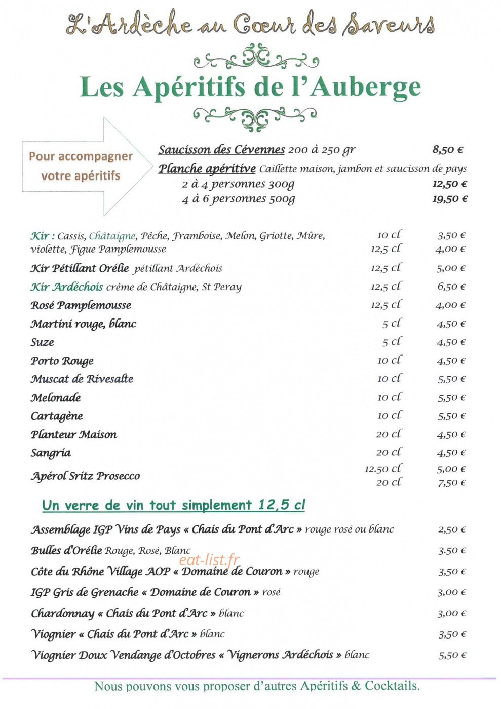 Auberge du Pont d'Arc — carte page 7