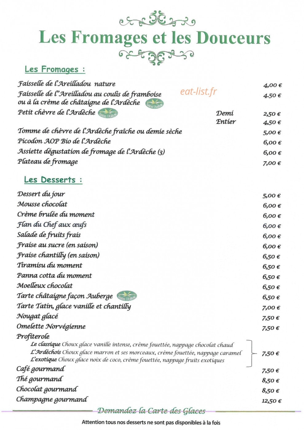 Auberge du Pont d'Arc — carte page 3