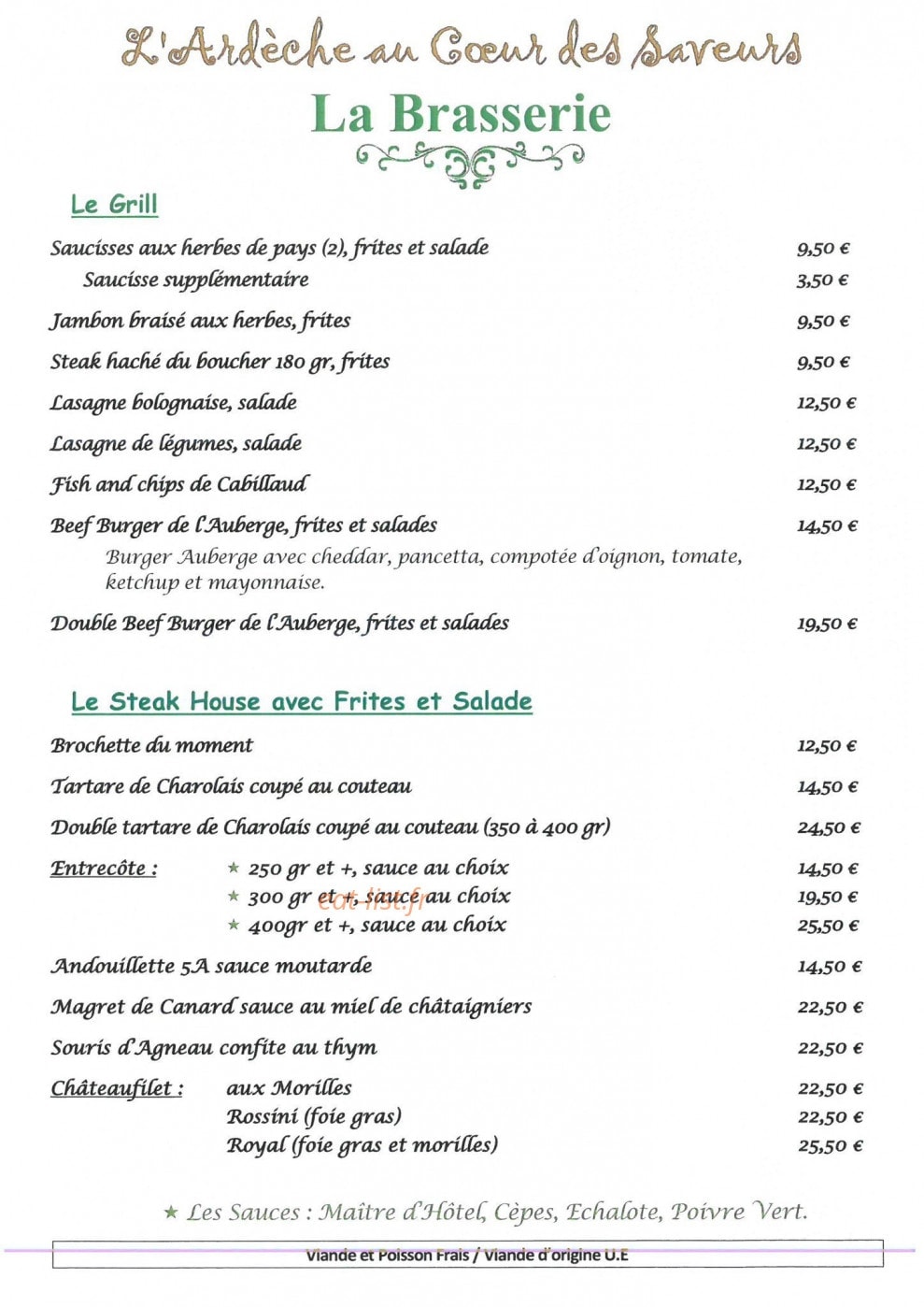 Auberge du Pont d'Arc — carte page 2