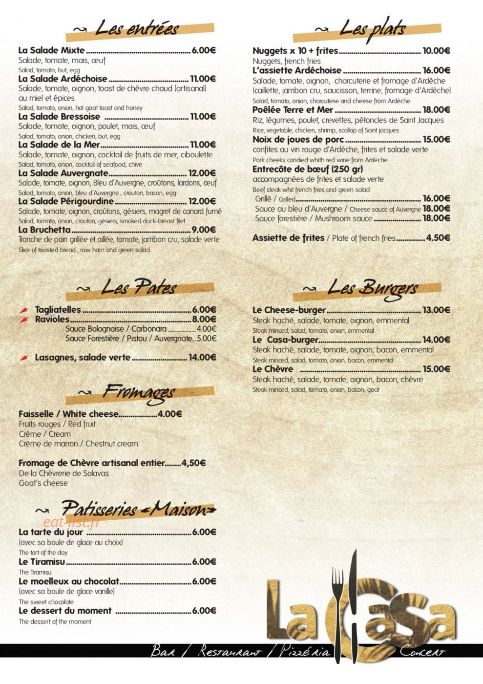 La Casa — carte page 1