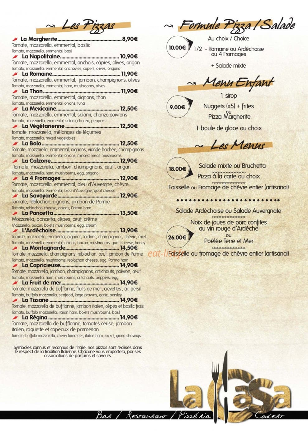 La Casa — carte page 2