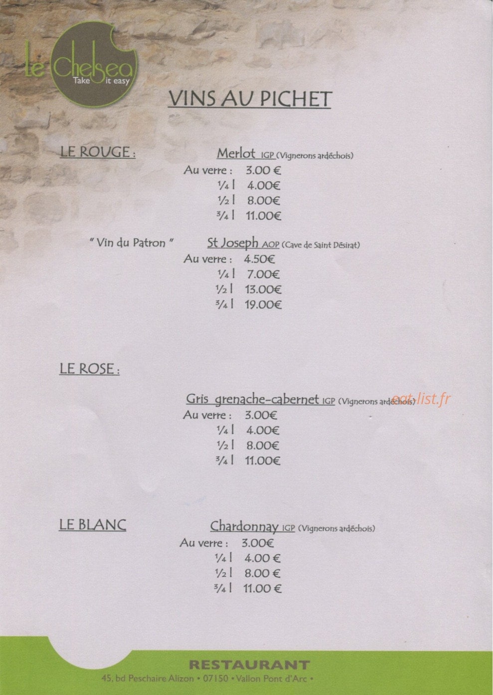 Le Chelsea — carte page 10