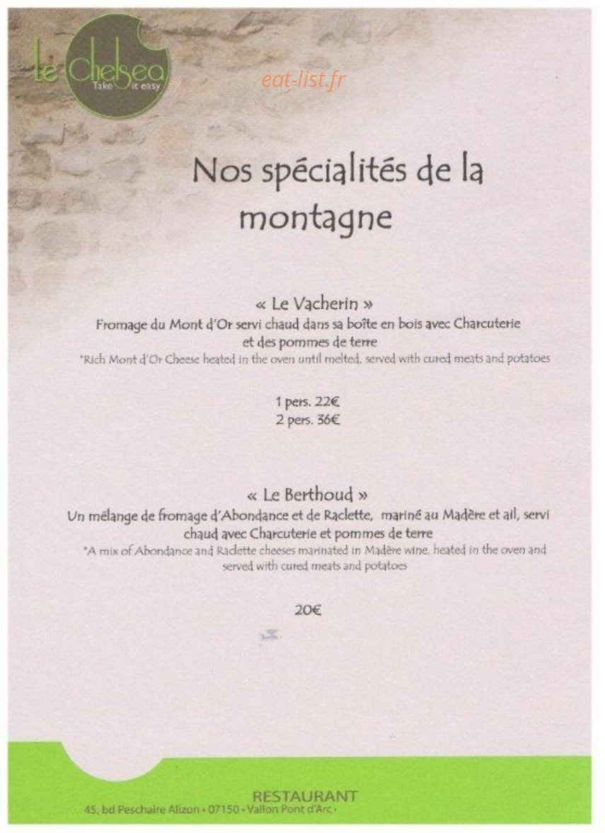Le Chelsea — carte page 5