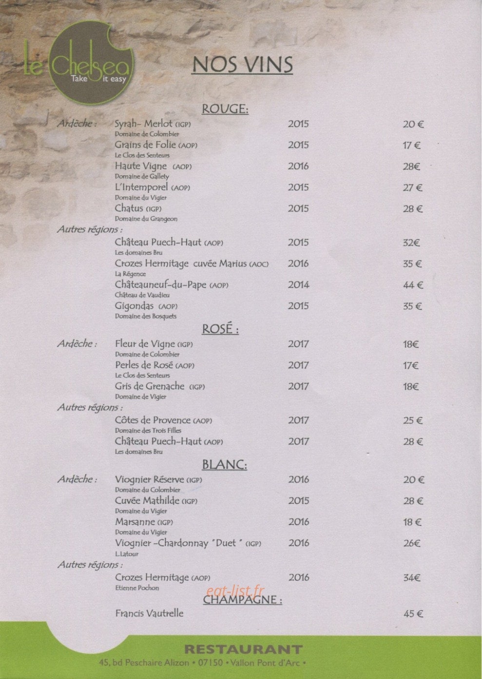 Le Chelsea — carte page 11