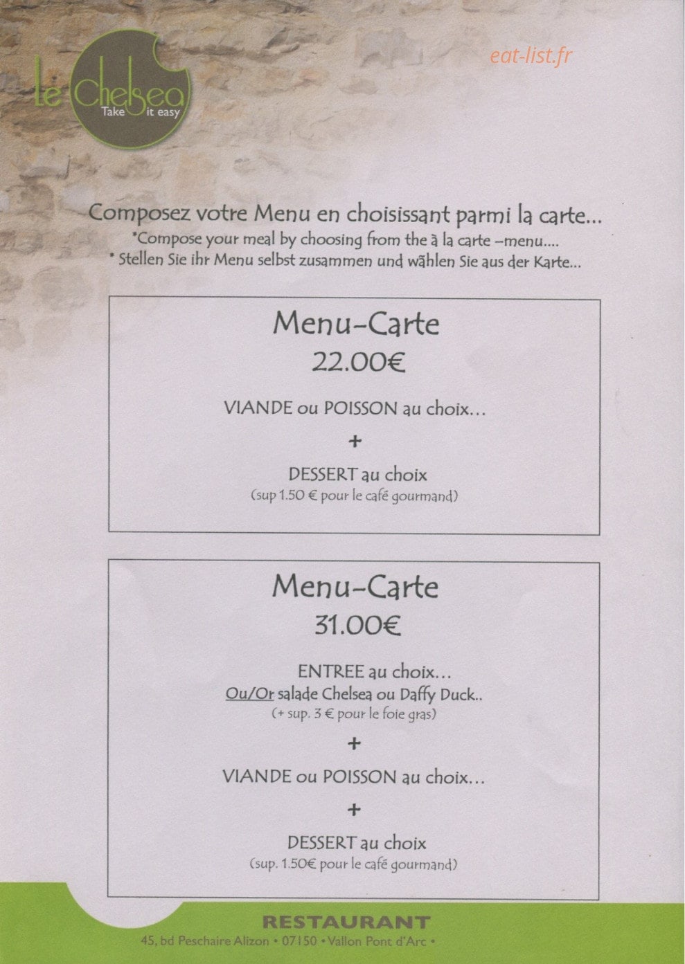 Le Chelsea — carte page 7