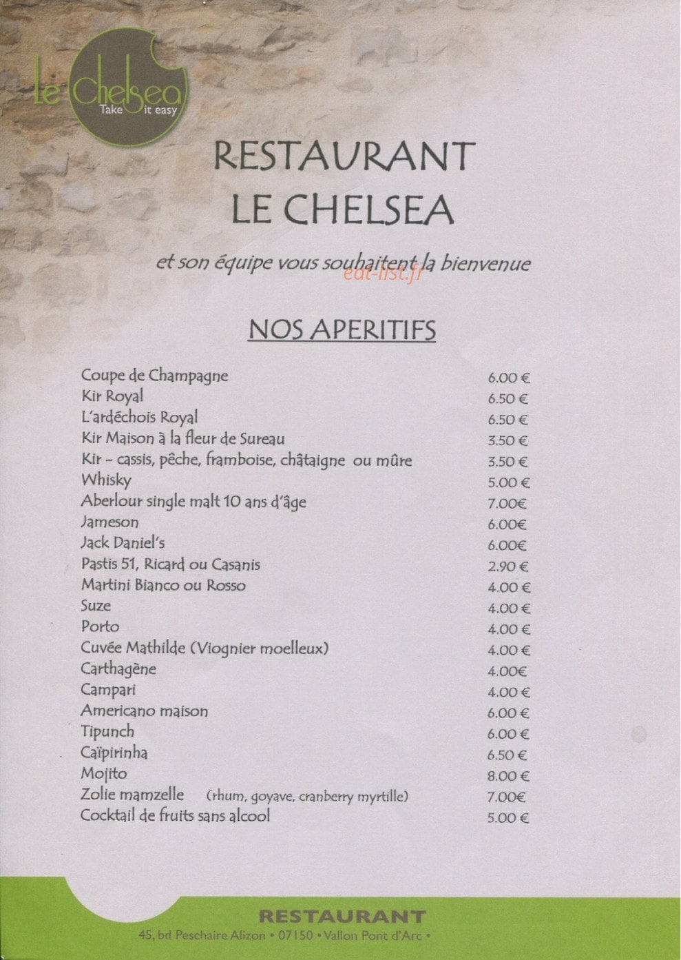 Le Chelsea — carte page 1