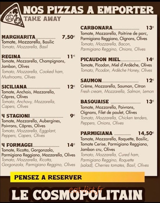 Le Cosmopolitain — carte page 1