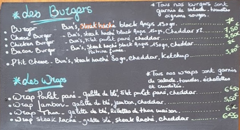 Le Sandwichard Club — carte page 1