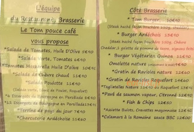 Tom Pouce Café — carte page 3