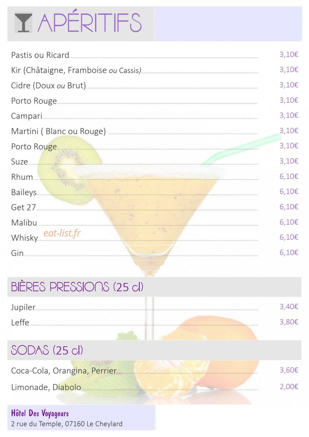 Hôtel Des Voyageurs — carte page 2