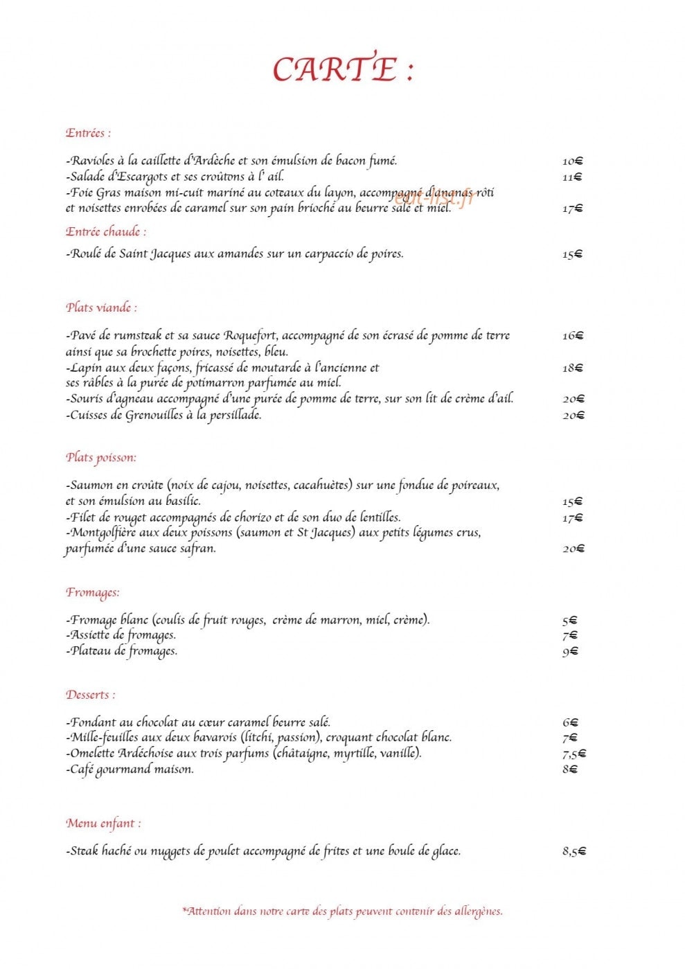 L'o a La Bouche — carte page 1