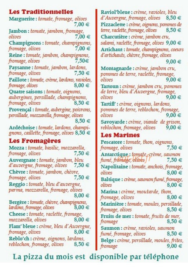La Calabraise — carte page 1