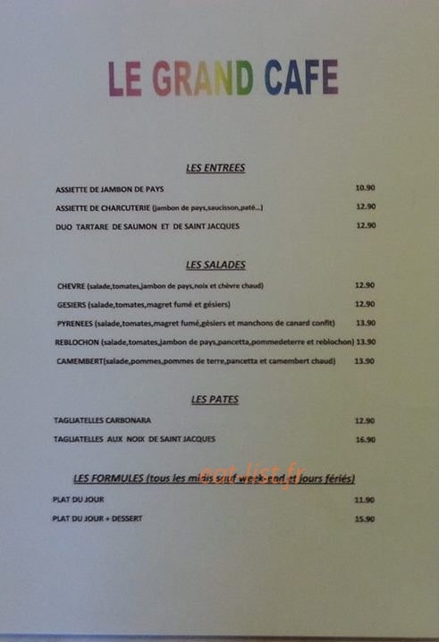 Le Grand Café — carte page 1