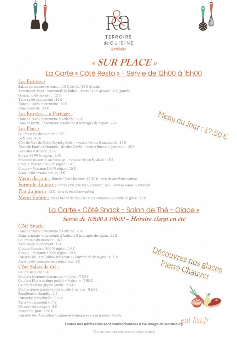 Terroirs de Cuisine — carte page 1