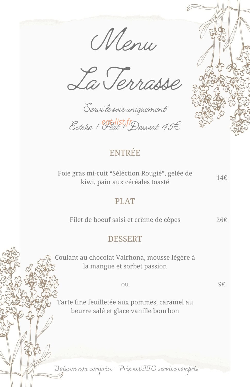 La Terrasse de Mirabel — carte page 3