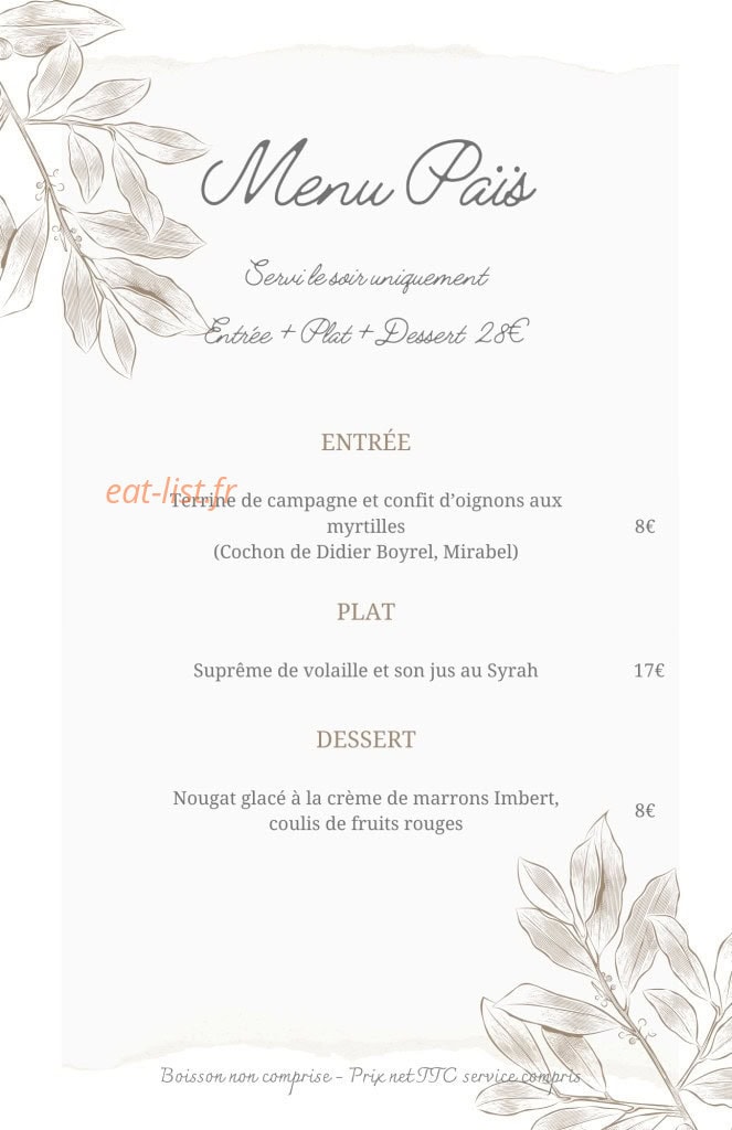 La Terrasse de Mirabel — carte page 1