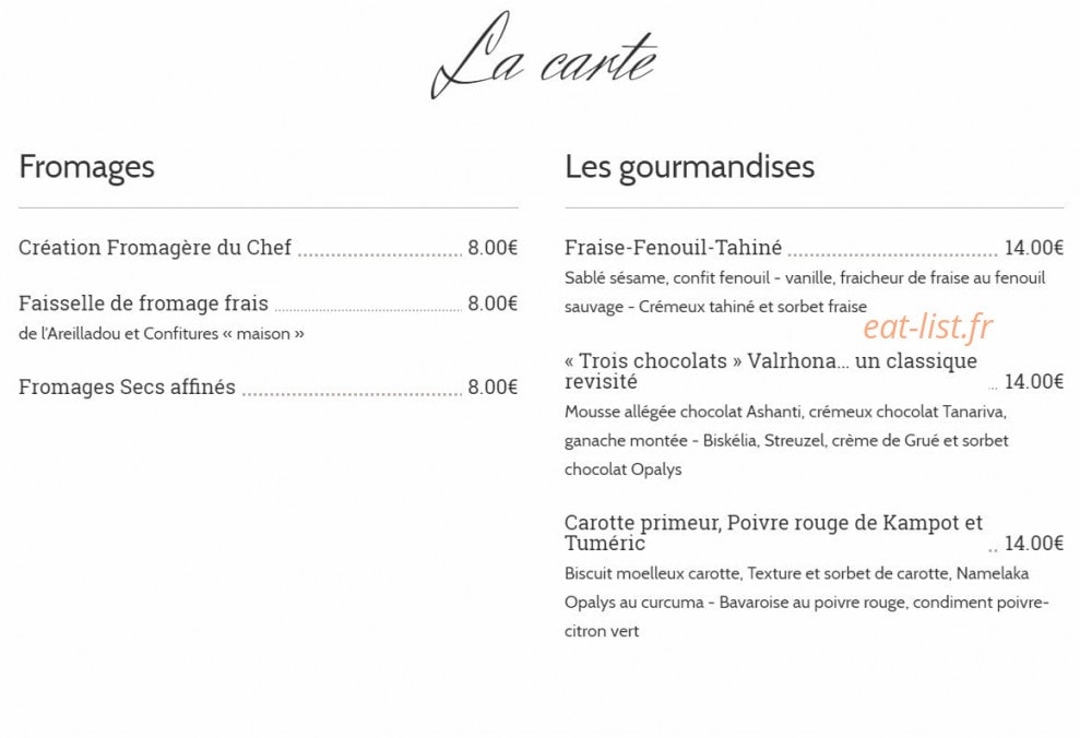 Auberge de Montfleury — carte page 1