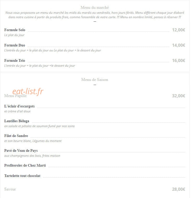 Chez Marti — carte page 4