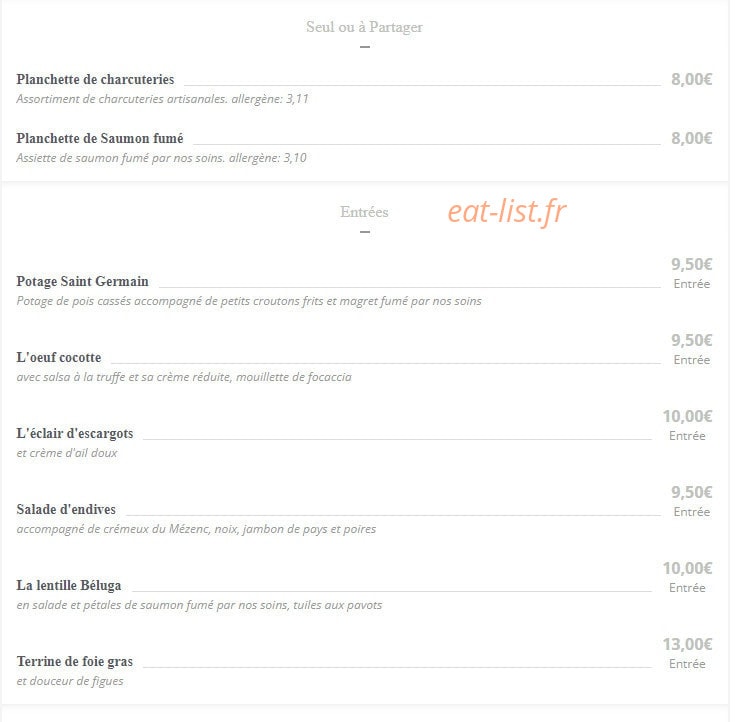 Chez Marti — carte page 1