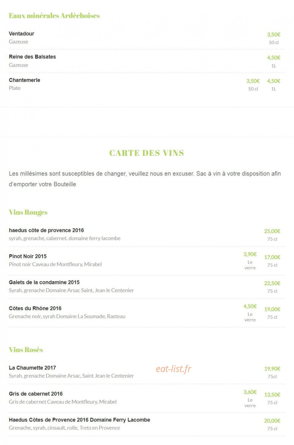 Chez Marti — carte page 6