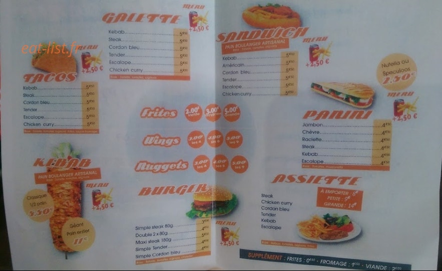 Snack Halles'Dente — carte page 1