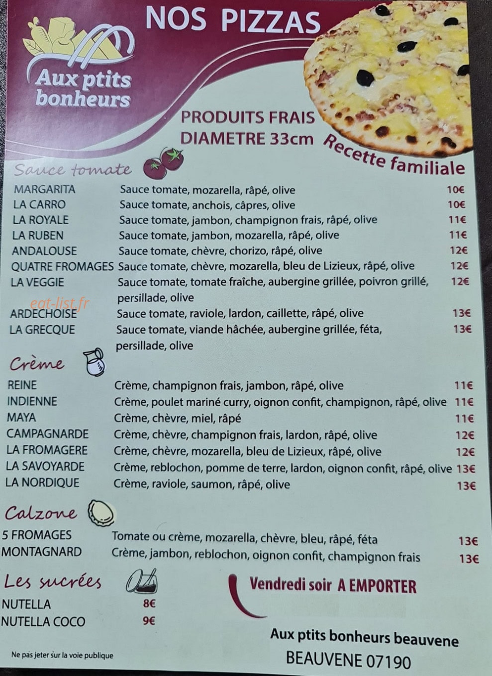 Aux ptits bonheurs — carte page 2