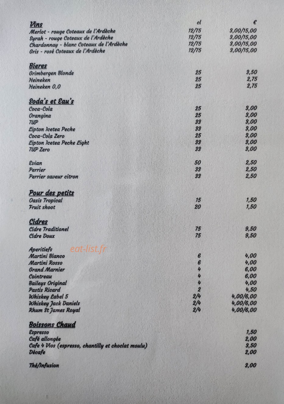 Crêperie 4 Vios — carte page 2