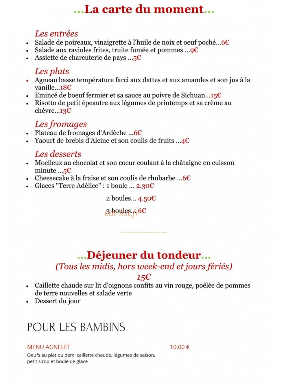 ​La cerise sur l'agneau — carte page 1
