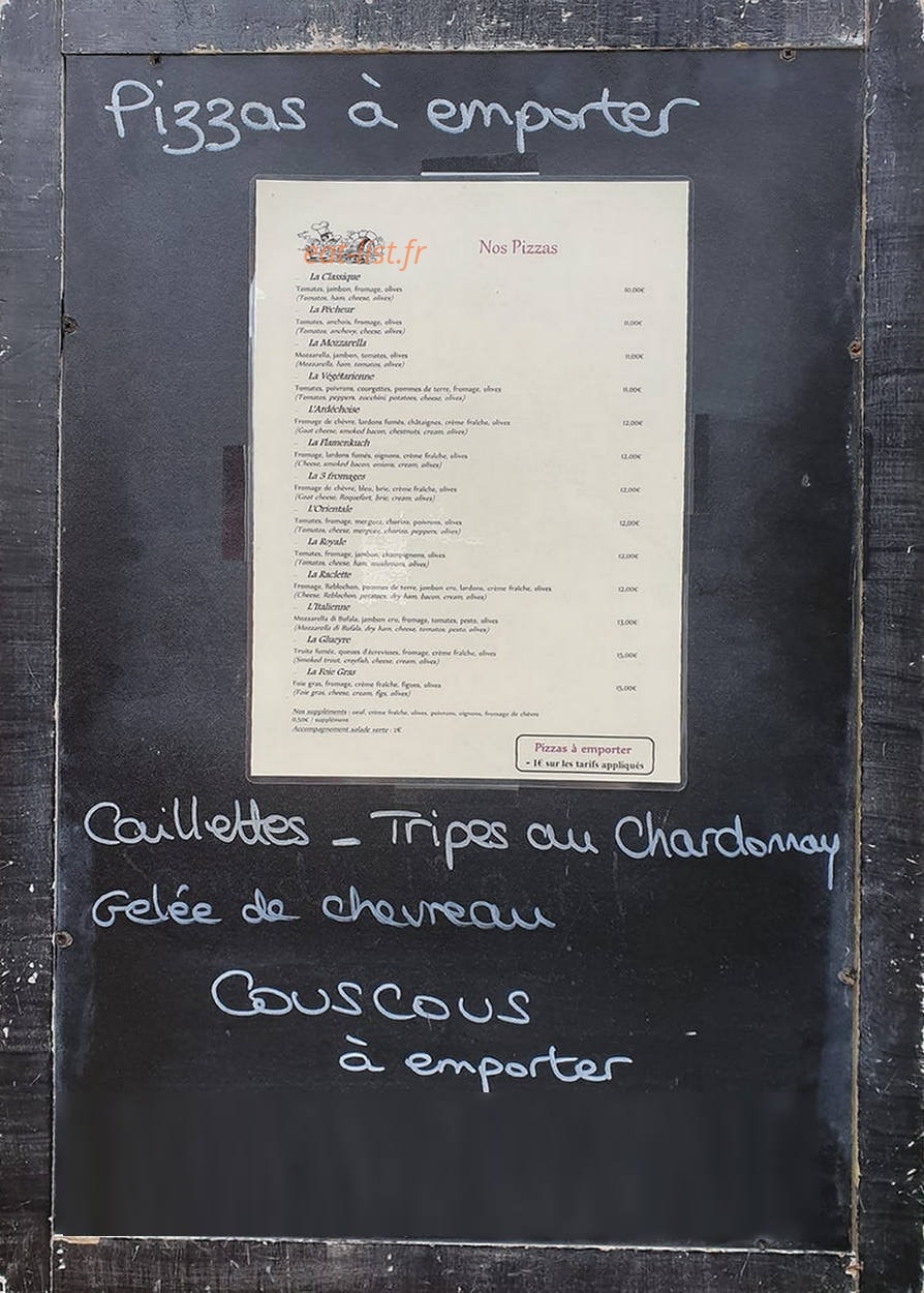 Restaurant Sabarot — carte page 1