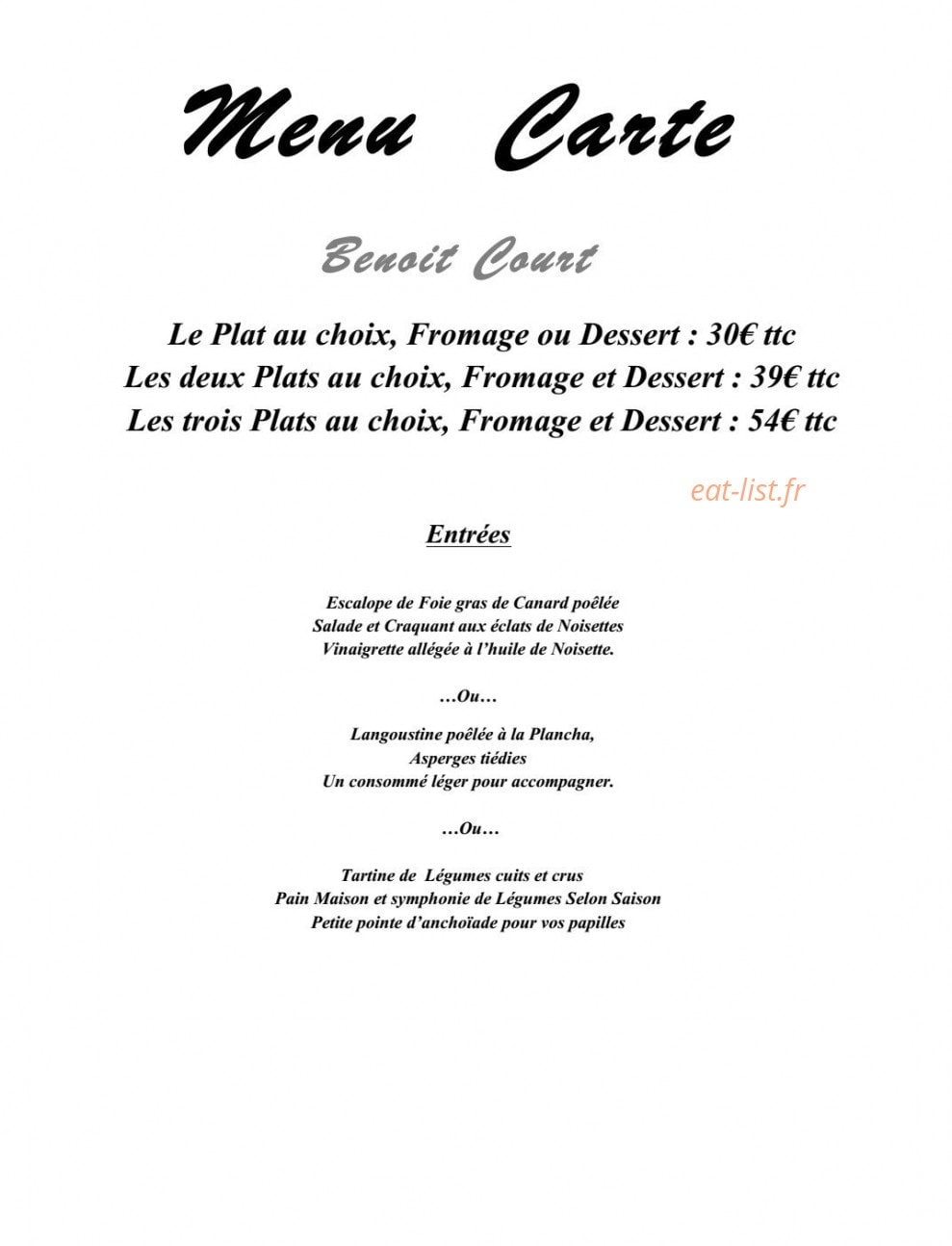 Aux Vieux Arceaux — carte page 1