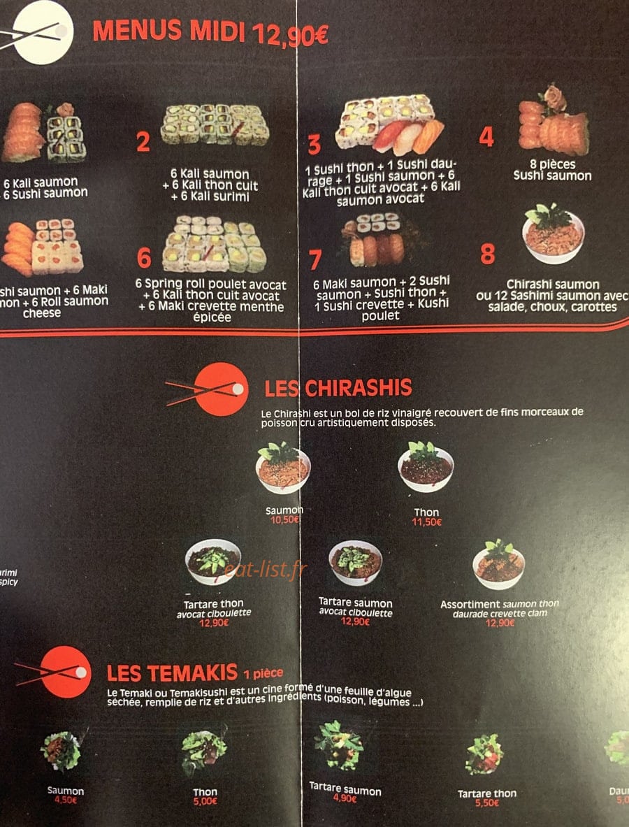Azumi Sushi — carte page 1