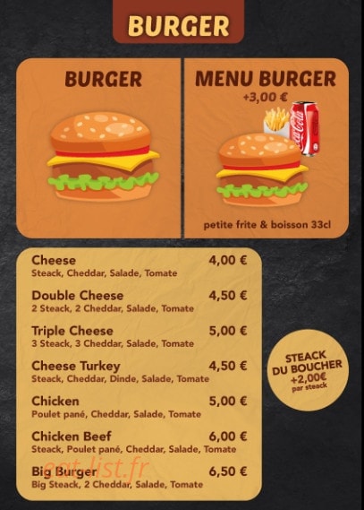 Home Burger — carte page 1