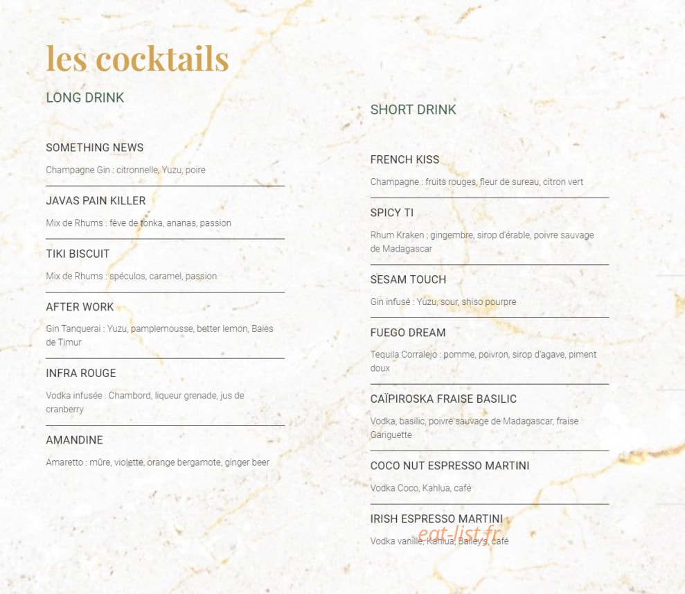 Javas Café — carte page 1