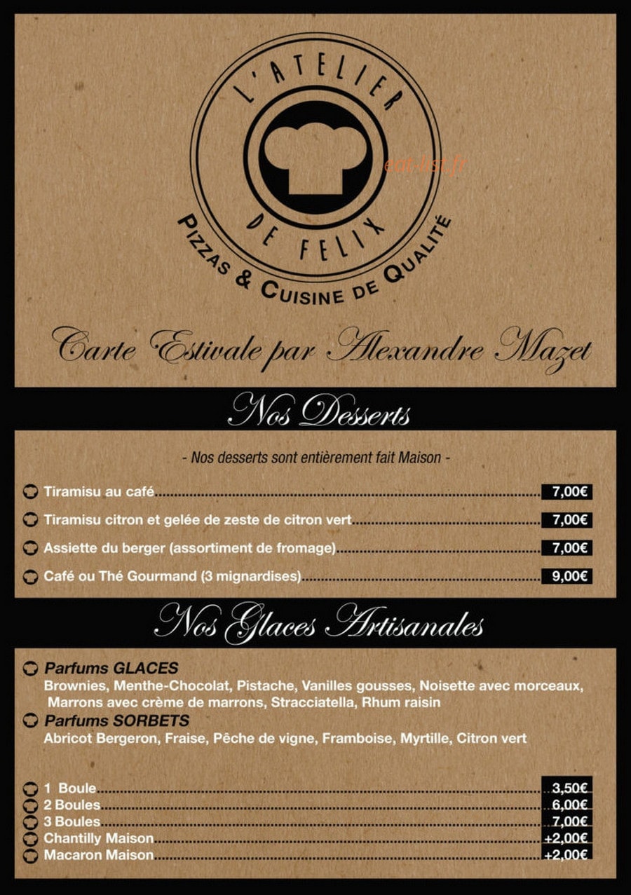 L'Atelier de Félix — carte page 4