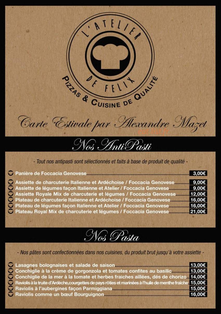 L'Atelier de Félix — carte page 3