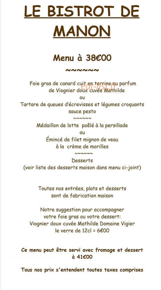 Le Bistrot de Manon — carte page 3